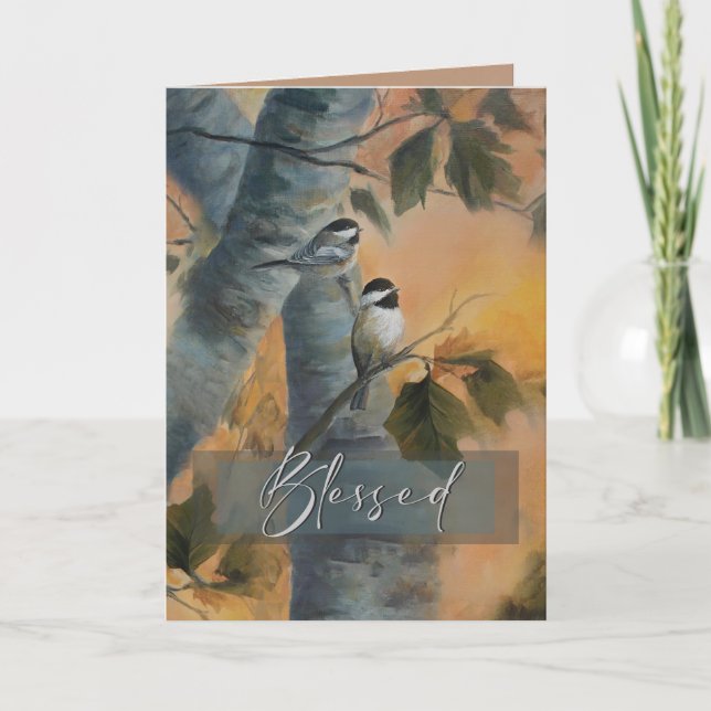 Carte De Remerciements Chickadees Bienheureux version (Devant)