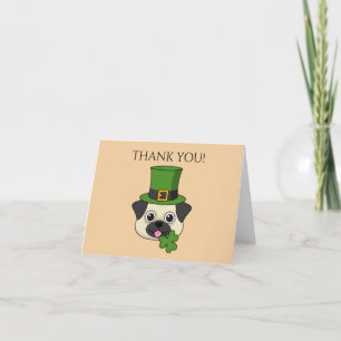 Carte De Remerciements Chien avec Casquette et Shamrock St Patrick's Pe