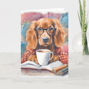 Carte De Remerciements Chien avec une coupe de chocolat chaud