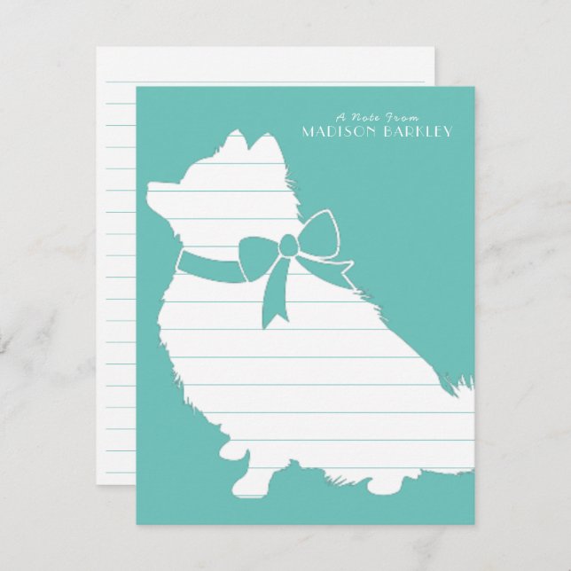 Carte De Remerciements Chien Chien Chien Poméranie (Devant / Derrière)