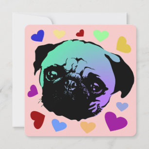 Carte De Remerciements Chien Chiot Carlin Style PopArt Rétro