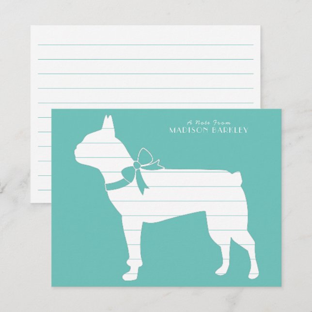 Carte De Remerciements Chien chiot Terrier de Boston (Devant / Derrière)