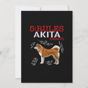Carte De Remerciements Chien d'Akita  5 Règles Propriétaire de chien Akit