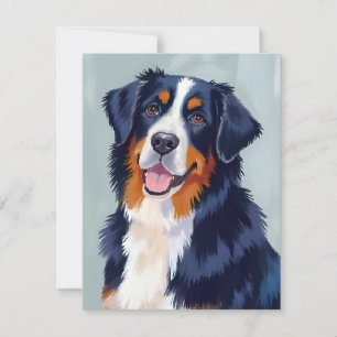 Carte De Remerciements Chien de montagne bernois   Aquarelle animal de co
