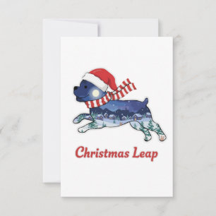 Carte De Remerciements Chien de Noël festif faisant des bonds Joyeux ch
