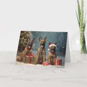 Carte De Remerciements Chien de Noël Malinois belge