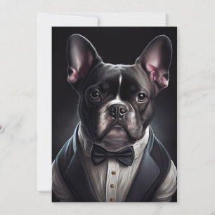 Carte De Remerciements Chien de taureau français portant Tuxedo