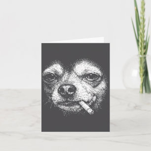 Carte De Remerciements Chien fumant une cigarette Chihuahua drôle Mème Ré