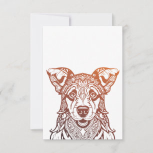 Carte De Remerciements Chien Mandala Ornemental, Chien Dessiné À La Main