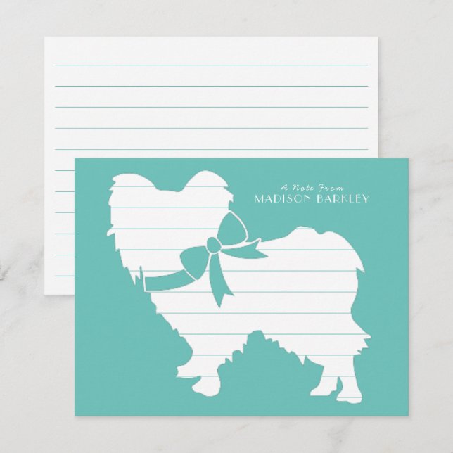 Carte De Remerciements Chien papillon (Devant / Derrière)