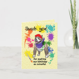 Carte De Remerciements Chien Pitbull Mignon Art Amusant Fête d'Anniversai