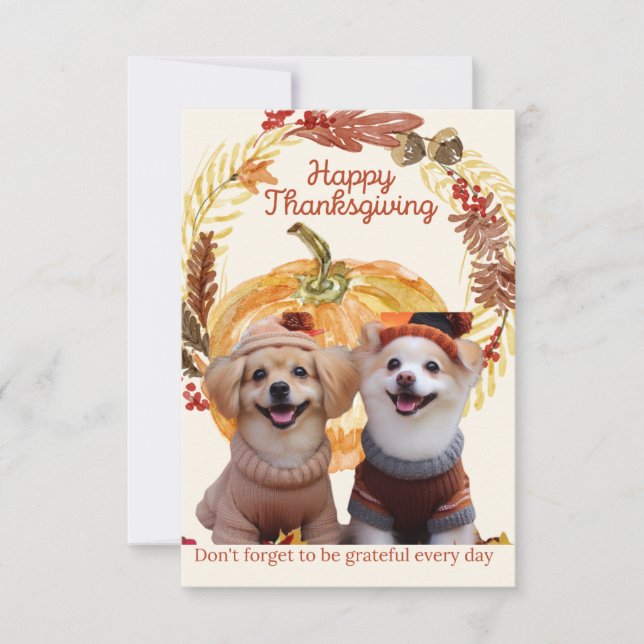 Carte De Remerciements Chien Thanksgiving/Carte de remerciements (Devant)