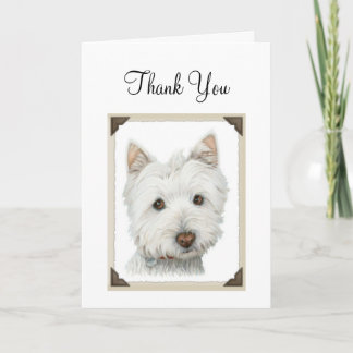 Carte De Remerciements Chien Westie mignon avec bords en papier déchiré c