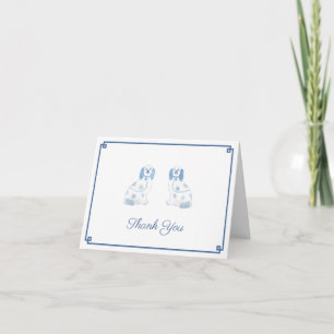 Carte De Remerciements Chiens de cheminée en faïence bleue et blanche Spa