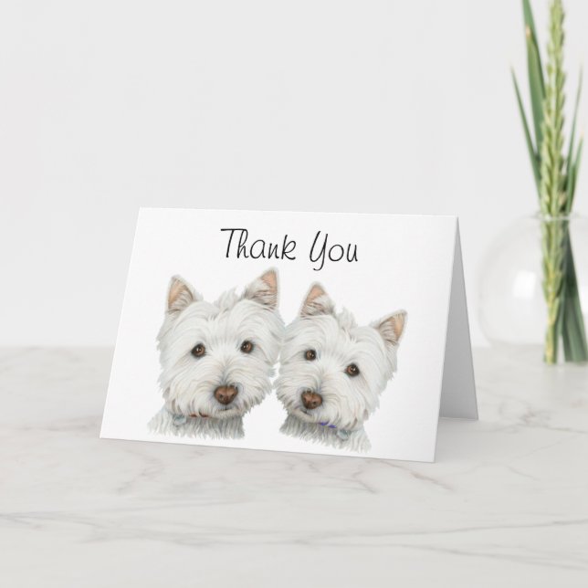Carte De Remerciements Chiens mignons Westie (Devant)