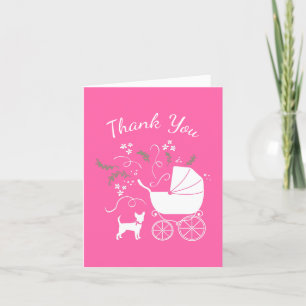 Carte De Remerciements Chihuahua Chien Baby shower fille rose