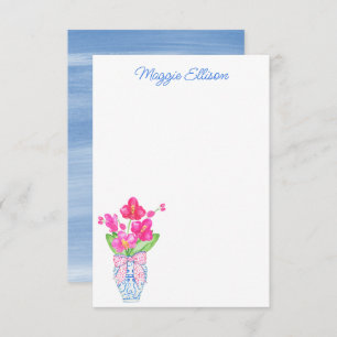 Carte De Remerciements Chinoiserie Aquarelle Ginger Jar Orchidées