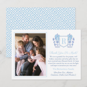 Carte De Remerciements Chinoiserie Chic Monogram Baby Boy Photo de famill