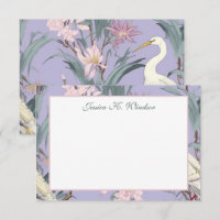 Chinoiserie Lavender Floral Egret Personnalisé