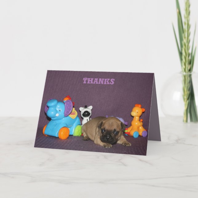 Carte De Remerciements chiot bouledogue français (Devant)