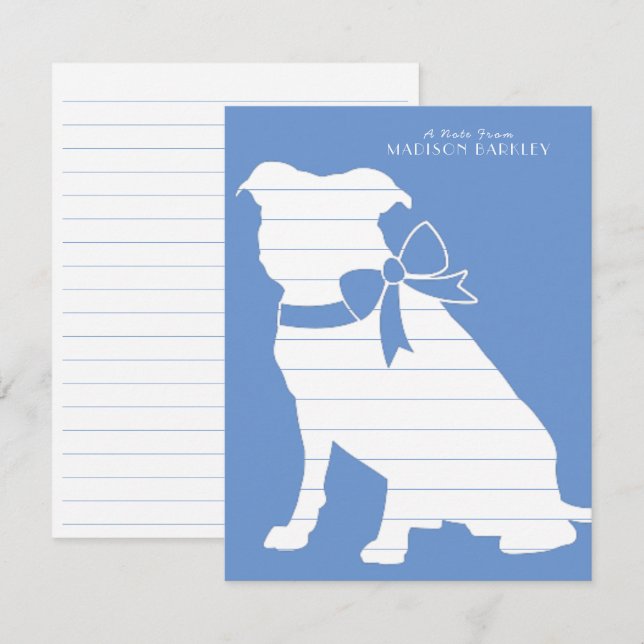 Carte De Remerciements Chiots de Pit Bull Pitbull (Devant / Derrière)