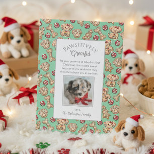 Carte De Remerciements Chiots positivement reconnaissants 1er Noël