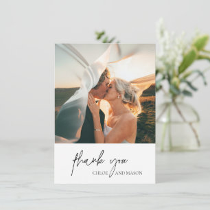 Carte De Remerciements Chloe Noir et Blanc Mariage élégant