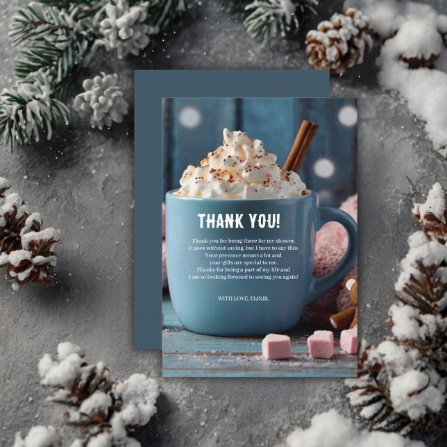 Carte De Remerciements Chocolat chaud avec crème humide Baby shower confo (Créateur téléchargé)