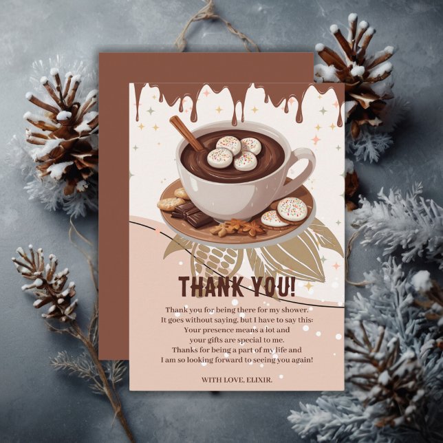 Carte De Remerciements Chocolat chaud et biscuits Baby shower d'hiver (Créateur téléchargé)