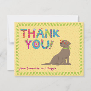 Carte De Remerciements Chocolat Lab Fun Colorful Floral Lettres