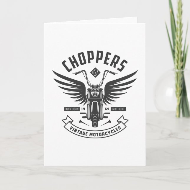 Carte De Remerciements Choppers Motocyclettes Vintages (Devant)
