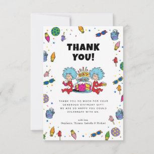Carte De Remerciements Chose Une Chose Deux   Jumeaux Anniversaire Confet