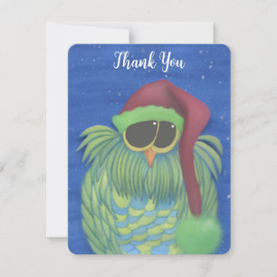 Carte De Remerciements Chouette adorable avec chapeau de Santa
