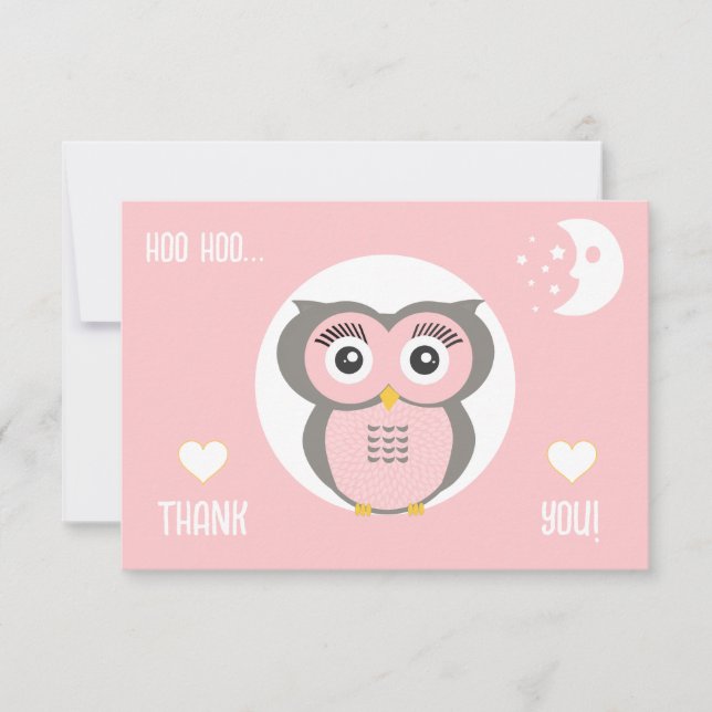 Carte De Remerciements Chouette géométrique stylisée pourpre (Devant)