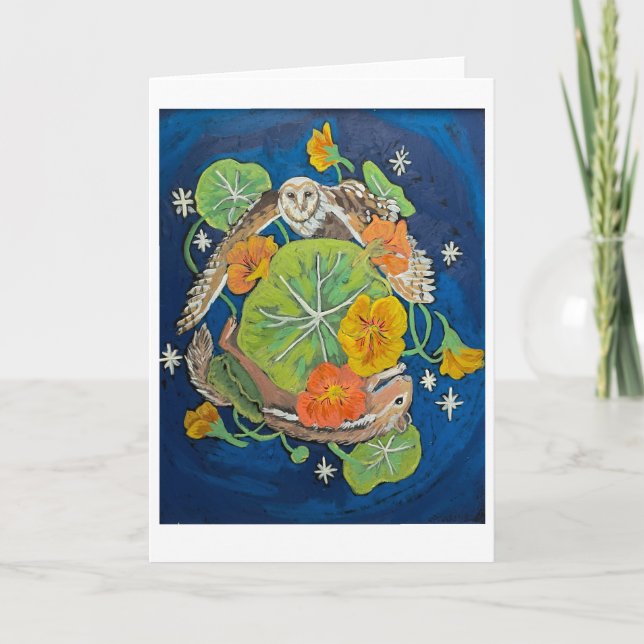 Carte De Remerciements Chouette pliée et chipmunk (Devant)