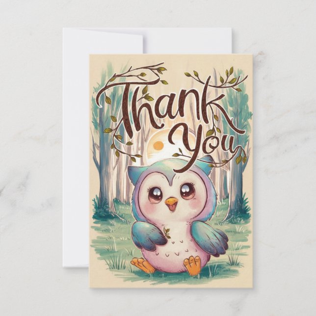 Carte De Remerciements Chouette Pretty Kids (Devant)