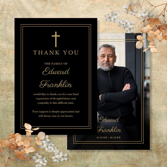 Carte De Remerciements Christian Célébration De La Vie Funéraire Photo (Christian Celebration Of Life Funeral Photo Thank You Card)