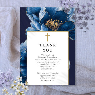 Carte De Remerciements Christian Navy Blue Célébration De La Vie Funérair