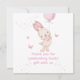 Carte De Remerciements Christian Pink Girl Baby Shower Thank You Card