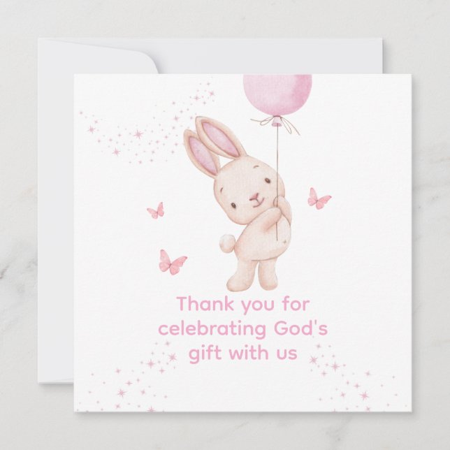 Carte De Remerciements Christian Pink Girl Baby Shower Thank You Card (Devant)