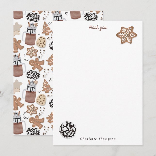 Carte De Remerciements Christmas Cookies and Hot Cocoa Holiday Baking (Devant / Derrière)