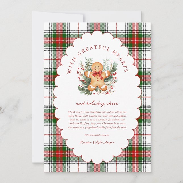 Carte De Remerciements Christmas Gingerbread Baby Shower  (Devant)