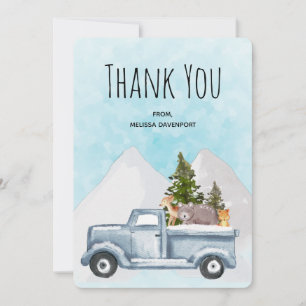 Carte De Remerciements Christmas Truck Carrying Trees & Animals