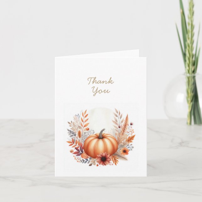 Carte De Remerciements Chute Boho Aquarelle Citrouille Thanksgiving (Devant)