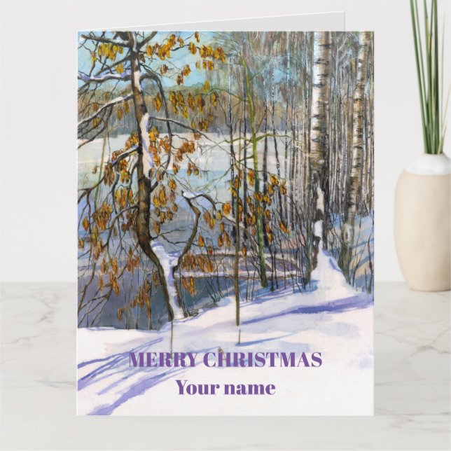 Carte De Remerciements Chute de neige aquarelle peinture (Devant)