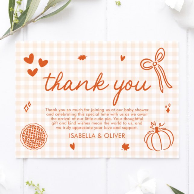 Carte De Remerciements Chute Whimsical Un Petit Baby shower À Tarte Cutie (Fall Whimsical A Little Cutie Pie Thank you card)
