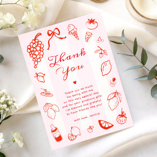 Carte De Remerciements Ciao Baby Fête de Naissance Italienne Dessinée à l