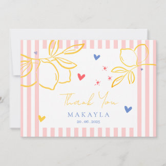 Carte De Remerciements Ciao Bella Mariage Lemon Shower Dessiné à la Main 