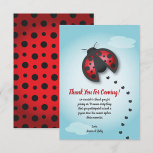 Carte De Remerciements Ciel bleu et rouge Petite coccinelle est en route
