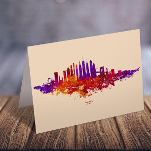 Carte De Remerciements Ciel de New York aquarelle sur blanc